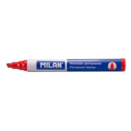Milan Pennarello permanente con punta smussata - Punta 1 - 4 mm - Inchiostro a base alcolica - Colore rosso