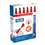 Milan Pennarello permanente con punta smussata - Punta 1 - 4 mm - Inchiostro a base alcolica - Colore rosso - immagine 2