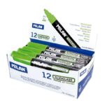 Milan Fluoglass Pennarello per superfici lisce - Punta smussata - Tratto da 2 a 4 mm - Inchiostro a base d'acqua - Facilmente cancellabile - Colore verde - immagine 2