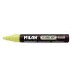 Milan Fluoglass Pennarello per superfici lisce - Punta smussata - Tratto da 2 a 4 mm - Inchiostro a base d'acqua - Facilmente cancellabile - Colore giallo - immagine 2