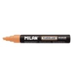 Milan Fluoglass Pennarello per superfici lisce - Punta smussata - Tratto da 2 a 4 mm - Inchiostro a base d'acqua - Facile da cancellare - Colore arancione - immagine 2