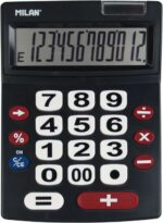Milan Calcolatrice a 12 cifre extra large - Tasti grandi - Tasto di correzione dell'immissione dati - Spegnimento automatico - Colore nero - immagine 2