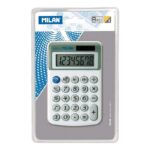 Milan Nata Calcolatrice da tavolo a 8 cifre - 3 tasti di memoria e radice quadrata - Tasti arrotondati - Spegnimento automatico - Colore bianco