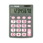 Milan Nata Calcolatrice da tavolo a 8 cifre - Tasti grandi - Spegnimento automatico - Colore grigio e rosa - immagine 2