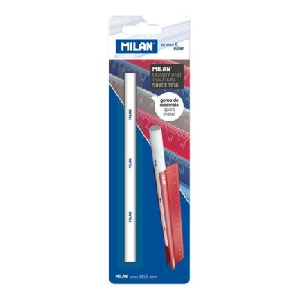 Milan Gomma di ricambio per Eraser & Ruler - Plastica morbida - Non abrasiva - Non danneggia la carta - Colore bianco