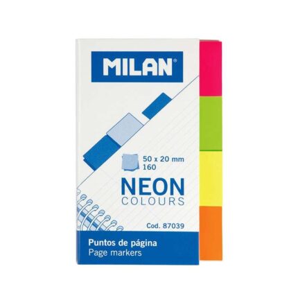 Milan Blocco da 160 segnalibri neon - Rimovibili - Dimensioni 50 mm x 20 mm - Colori assortiti