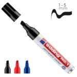 Edding n. 1 Pennarello indelebile - Punta smussata - Tratto tra 1 e 5 mm. - Ricaricabile - Asciugatura istantanea - Colore nero - immagine 2