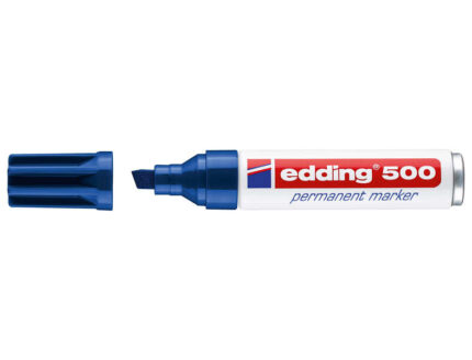 Edding 500 Pennarello permanente - Punta smussata - Tratto tra 2 e 7 mm. - Ricaricabile - Asciugatura istantanea - Colore blu
