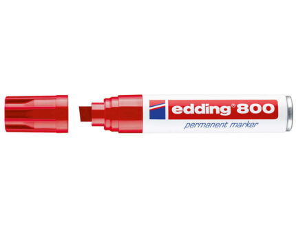 Edding 800 Pennarello permanente - Punta smussata - Tratto da 4 a 12 mm. - Ricaricabile - Asciugatura istantanea - Colore rosso