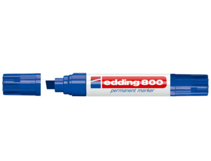 Edding 800 Pennarello permanente - Punta smussata - Tratto da 4 a 12 mm. - Ricaricabile - Asciugatura istantanea - Colore blu