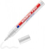 Edding 750 Pennarello permanente - Punta tonda - Tratto da 2 a 4 mm - Inchiostro opaco - Asciugatura rapida - Colore bianco - immagine 2