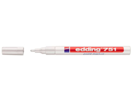 Edding 751 Pennarello indelebile - Punta tonda - Tratto tra 1 e 2 mm. - Inchiostro opaco - Asciugatura rapida - Colore bianco
