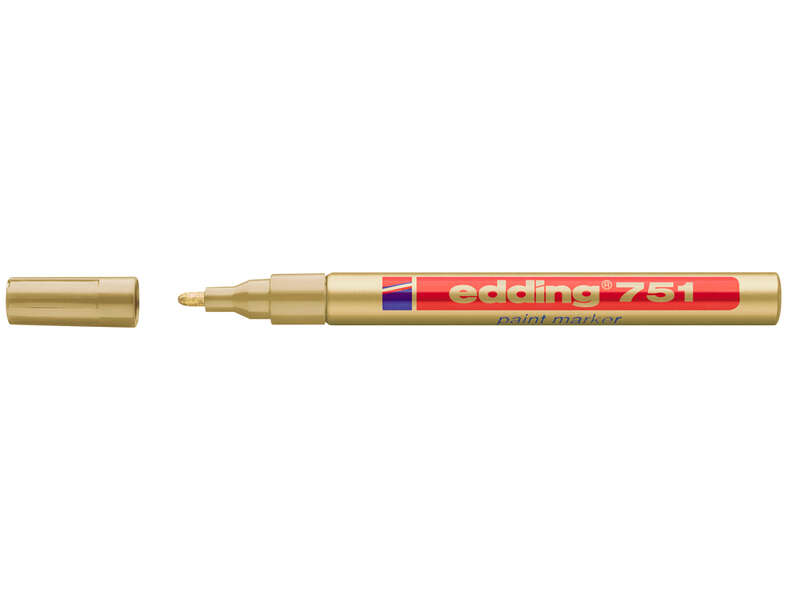 Edding 751 Pennarello permanente - Punta tonda - Tratto tra 1 e 2 mm. - Inchiostro opaco - Asciugatura rapida - Colore oro