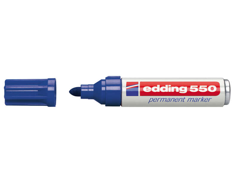 Edding 550 Pennarello permanente - Punta tonda - Tratto tra 3 e 4 mm. - Ricaricabile - Asciugatura rapida - Colore blu
