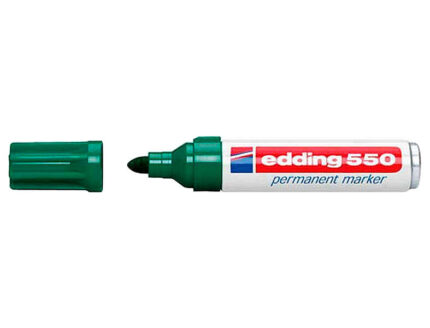 Edding 550 Pennarello permanente - Punta tonda - Tratto tra 3 e 4 mm. - Ricaricabile - Asciugatura rapida - Colore verde