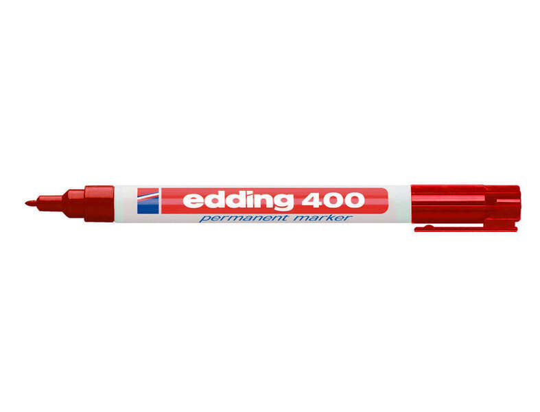 Edding 400 Pennarello permanente - Punta tonda - Tratto 1 mm. - Ricaricabile - Asciugatura rapida - Colore rosso
