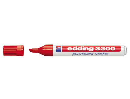 Edding 3300 Pennarello permanente - Punta smussata - Tratto tra 1 e 5 mm. - Inchiostro quasi inodore - Asciugatura rapida - Colore rosso