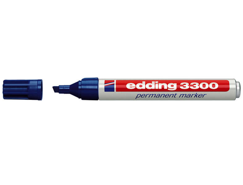 Edding 3300 Pennarello permanente - Punta smussata - Tratto da 1 a 5 mm. - Inchiostro quasi inodore - Asciugatura rapida - Colore blu