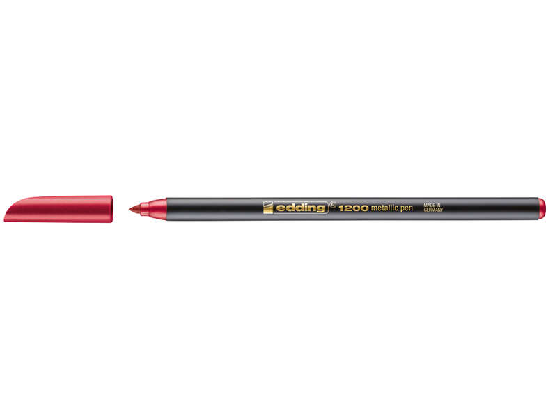 Pennarello Edding 1200 - Punta tonda - Tratto 1 mm - Inchiostro a base d'acqua - Colore rosso metallizzato