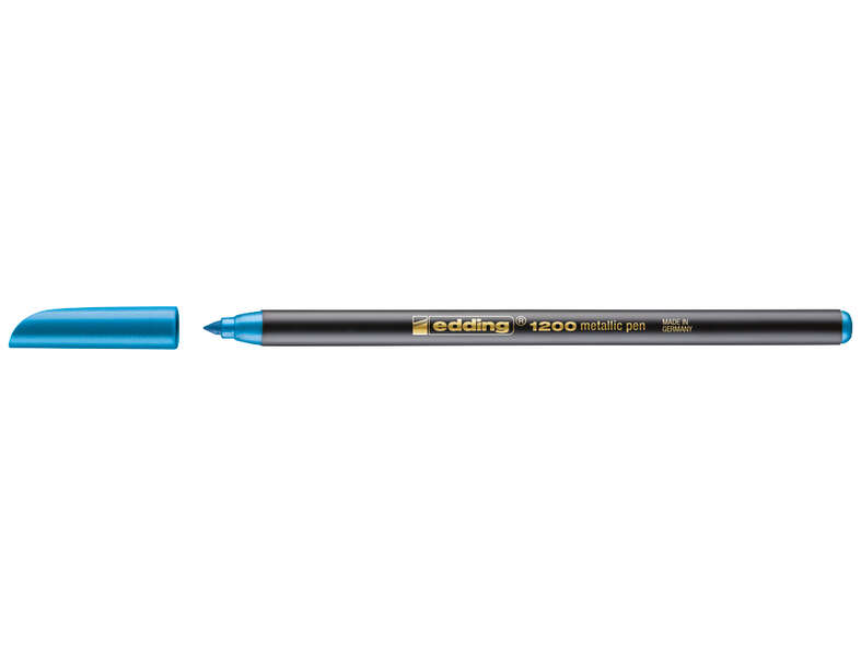 Pennarello Edding 1200 - Punta tonda - Tratto 1 mm - Inchiostro a base d'acqua - Colore blu metallizzato