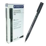 Staedtler Lumocolor 318 Pennarello permanente - Punta fine rotonda - Tratto 0,6 mm - Cappuccio con clip - Asciugatura rapida - Colore nero - immagine 3
