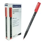Staedtler Lumocolor 318 Pennarello permanente - Punta fine rotonda - Tratto 0,6 mm - Cappuccio con clip - Asciugatura rapida - Colore rosso - immagine 3
