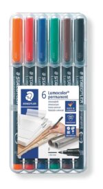 Staedtler Lumocolor 318 Confezione da 6 pennarelli indelebili - Punta fine arrotondata - Tratto 0