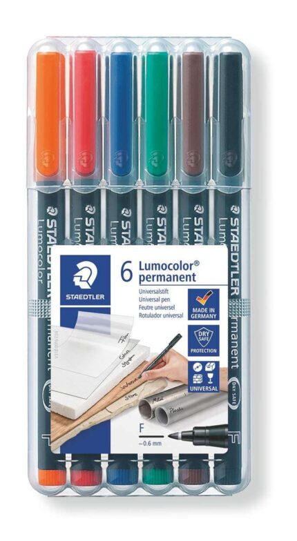 Staedtler Lumocolor 318 Confezione da 6 pennarelli indelebili - Punta fine arrotondata - Tratto 0