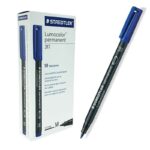Staedtler Lumocolor 317 Pennarello indelebile - Punta media arrotondata - Tratto di circa 1 mm - Cappuccio con clip - Asciugatura rapida - Colore blu - immagine 3