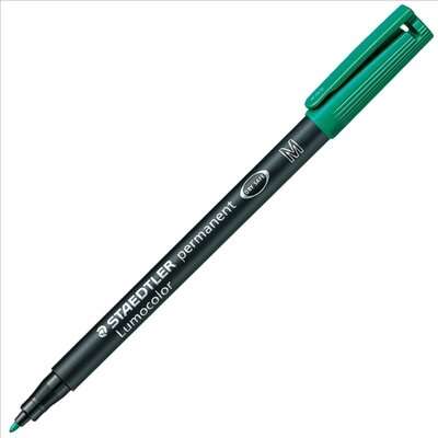 Staedtler Lumocolor 317 Pennarello permanente - Punta media arrotondata - Tratto di circa 1 mm - Cappuccio con clip - Asciugatura rapida - Colore verde