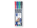 Staedtler Lumocolor 317 Confezione da 4 pennarelli indelebili - Punta media arrotondata - Tratto di circa 1 mm - Cappuccio con clip - Asciugatura rapida - Colori assortiti