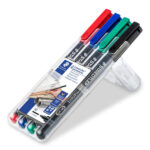 Staedtler Lumocolor 317 Confezione da 4 pennarelli indelebili - Punta media arrotondata - Tratto di circa 1 mm - Cappuccio con clip - Asciugatura rapida - Colori assortiti - immagine 2