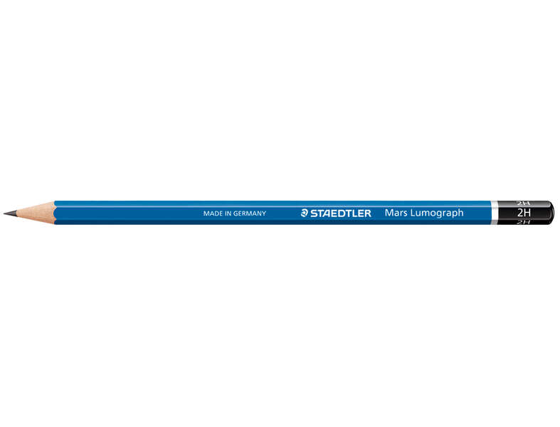 Staedtler Mars Lumograph 100 Matita di grafite esagonale - Miniera 2H ultra resistente da 2 mm - Legno proveniente da foreste sostenibili