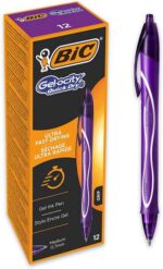 Bic Gel-Ocity Quick Dry Penna a scatto - Punta media da 0,7 mm - Inchiostro gel - Asciugatura ultra rapida - Non macchia la carta - Colore viola - immagine 4