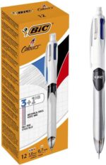 Bic 4 Colours 3+1 Penna a sfera e portamine retrattile - Punta media da 1 mm - Miniera HB 0,7 mm - Corpo largo con impugnatura - Gomma - 3 colori + portamine - immagine 5