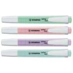 Stabilo Swing Cool Pastel Confezione da 4 pennarelli fluorescenti - Corpo piatto - Punta smussata - Tratto tra 1 e 4 mm - Inchiostro a base d'acqua - Colori assortiti - immagine 2