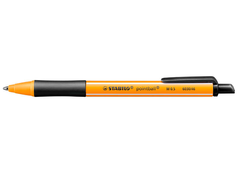 Stabilo Pointball Penna a sfera retrattile - Punta da 1 mm - Inchiostro a base di olio - Ricaricabile - 79% di plastica riciclata - Impugnatura antiscivolo - Colore nero