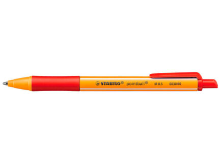 Stabilo Pointball Penna a sfera retrattile - Punta da 1 mm - Inchiostro a base di olio - Ricaricabile - 79% di plastica riciclata - Impugnatura antiscivolo - Colore rosso