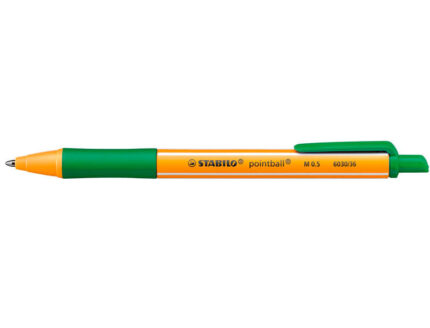 Stabilo Pointball Penna a sfera a scatto - Punta da 1 mm - Inchiostro a base di olio - Ricaricabile - 79% di plastica riciclata - Impugnatura antiscivolo - Colore verde