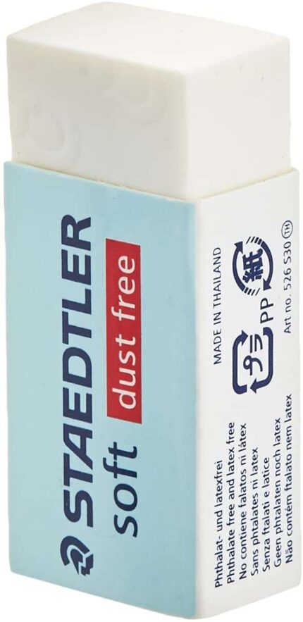 Staedtler Soft 526 S30 Gomma da cancellare - Plastica - Massima pulizia - Fascia protettiva - Non scolorisce la carta - Colore bianco