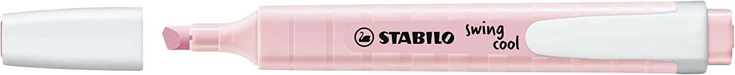Stabilo Swing Cool Pastel Pennarello fluorescente - Corpo piatto - Punta smussata - Tratto tra 1 e 4 mm - Inchiostro a base d'acqua - Colore rosa cipria