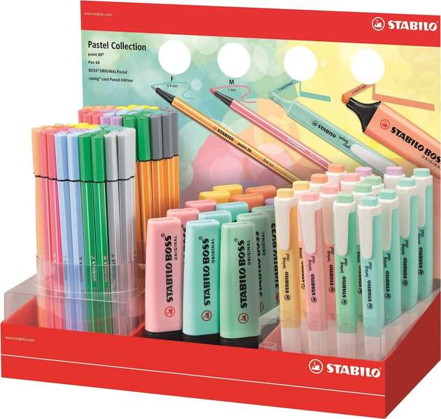 Espositore Stabilo Collezione Pastel da 111 pennarelli e evidenziatori - 15 Boss