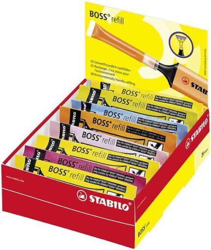 Stabilo Boss 70 Ricarica da 3 ml per pennarello fluorescente - Inchiostro a base d'acqua - Colori assortiti