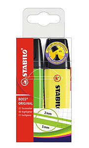 Stabilo Boss 70 Confezione da 2 pennarelli fluorescenti - Tratto tra 2 e 5 mm - Ricaricabile - Inchiostro a base d'acqua - Colori assortiti