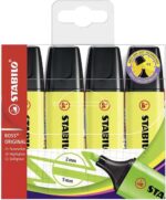 Stabilo Boss 70 Confezione da 4 pennarelli fluorescenti - Tratto tra 2 e 5 mm - Ricaricabile - Inchiostro a base d'acqua - Colore giallo fluorescente