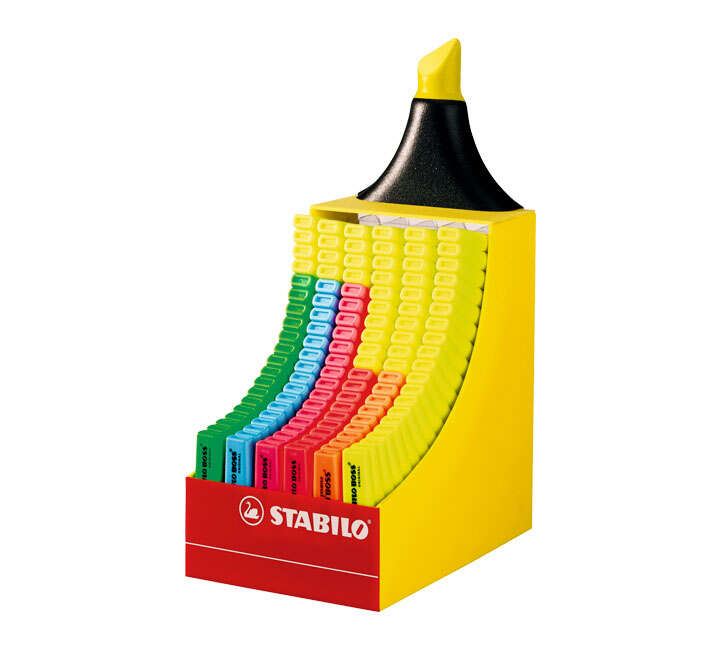 Stabilo Boss 70 Espositore da 120 pennarelli fluorescenti - Tratto tra 2 e 5 mm - Ricaricabile - Inchiostro a base d'acqua - Colori assortiti