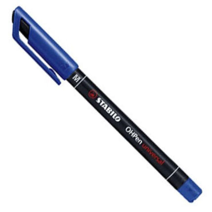 Stabilo OHPen Pennarello permanente - Punta media - Tratto da 1 mm - Impugnatura antiscivolo - Tappo ventilato - Colore blu
