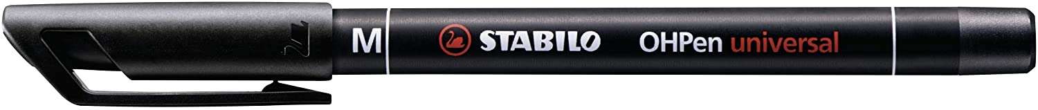 Stabilo OHPen Pennarello permanente - Punta media - Tratto da 1 mm - Impugnatura antiscivolo - Tappo ventilato - Colore nero
