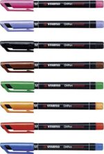 Stabilo OHPen Confezione da 8 pennarelli indelebili - Punta media - Tratto da 1 mm - Impugnatura antiscivolo - Cappuccio ventilato - Colori assortiti - immagine 2