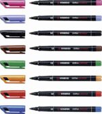 Stabilo OHPen Confezione da 8 pennarelli indelebili - Punta media - Tratto da 1 mm - Impugnatura antiscivolo - Cappuccio ventilato - Colori assortiti - immagine 3